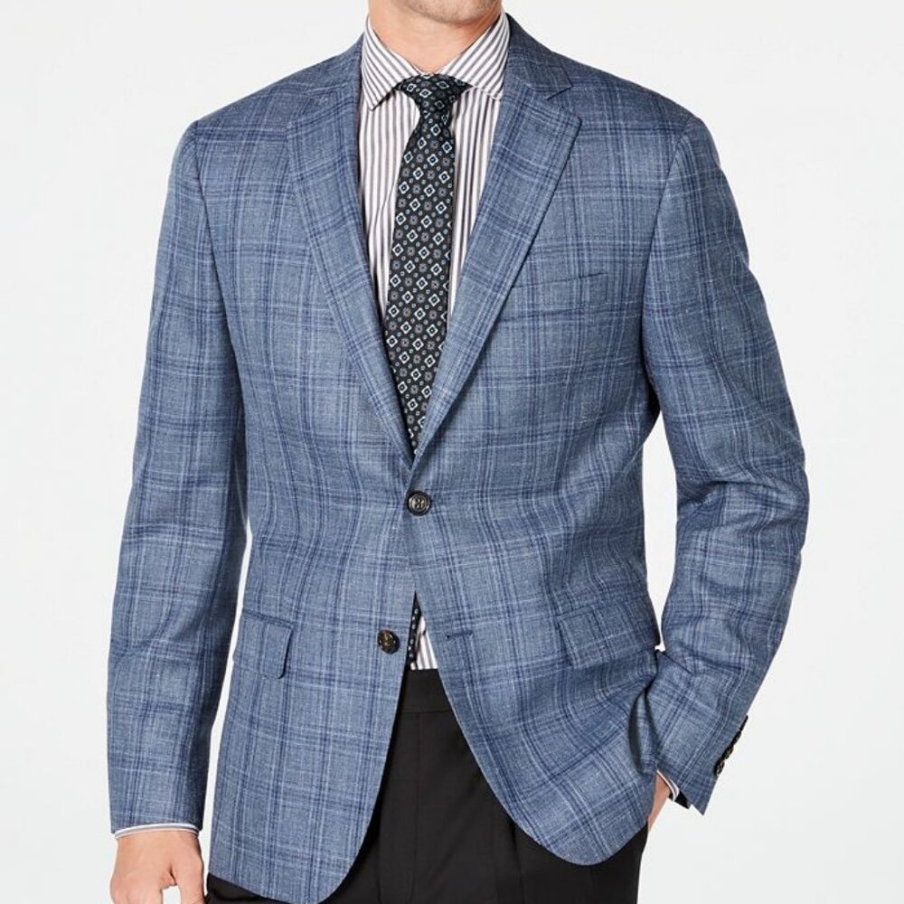 Ralph Lauren 48R Blue Plaid Sport Coat Blazer Ultraflex Wool NWT